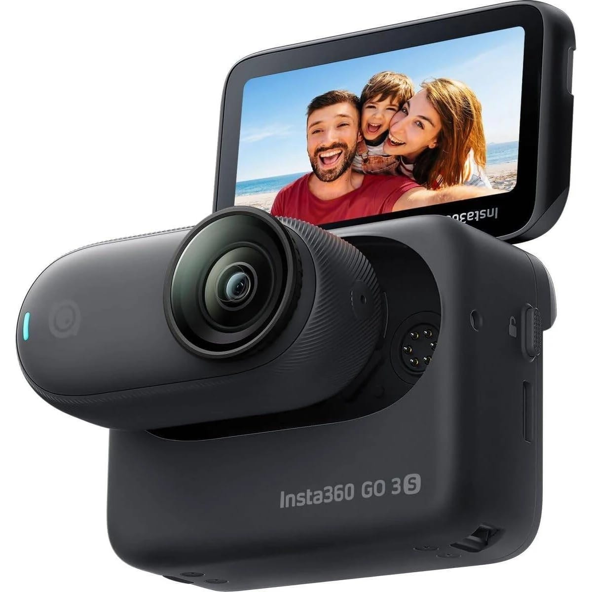 كاميرا Insta360 GO 3s، فيديو 4K، سعة تخزين 128 جيجابايت، مع Action Pod، أسود منتصف الليل