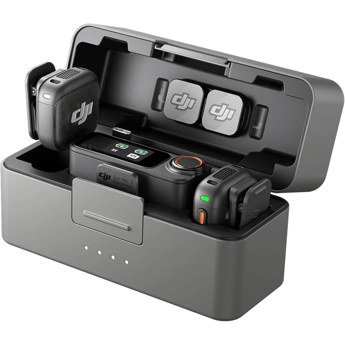 DJI Mic 3 (جهازا إرسال + جهاز استقبال + علبة شحن)، ميكروفون لاسلكي للآيفون والكاميرا والأندرويد