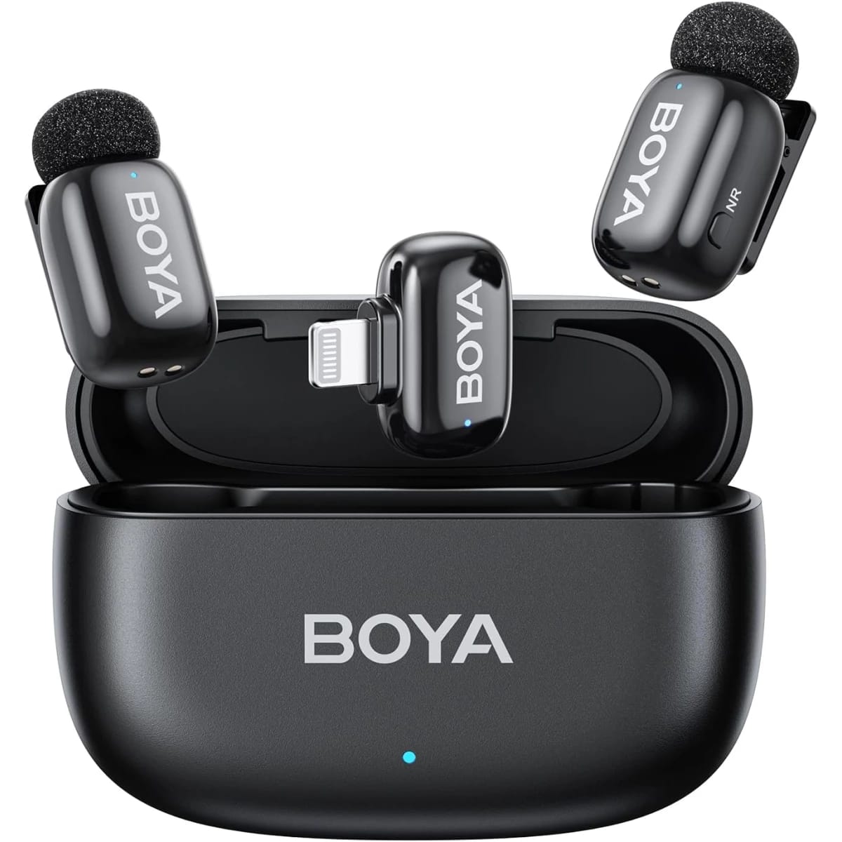 BOYA Mini-15 Wireless Microphone for iPhone with MFi Certified Lightning Interface, Noise Cancellation, 30H Battery Life with Charging Case, AI Voice Changer for Video Recording, Live Streaming, Interviews