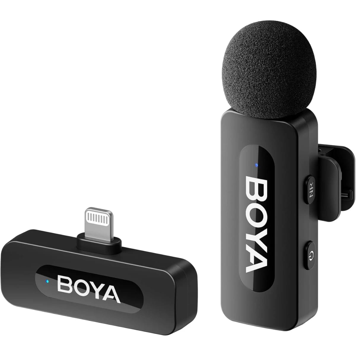 Boya BY-V1 Wireless Lavalier Microphone for iPhone, 100m Range Mini Lapel Mic for Podcast, Video, Vlog, YouTube, TikTok - Black