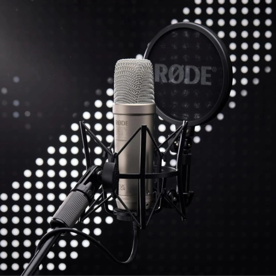 Rode NT1 5th Generation Condenser Microphone with SM6 Shockmount and Pop Filter, Silver
