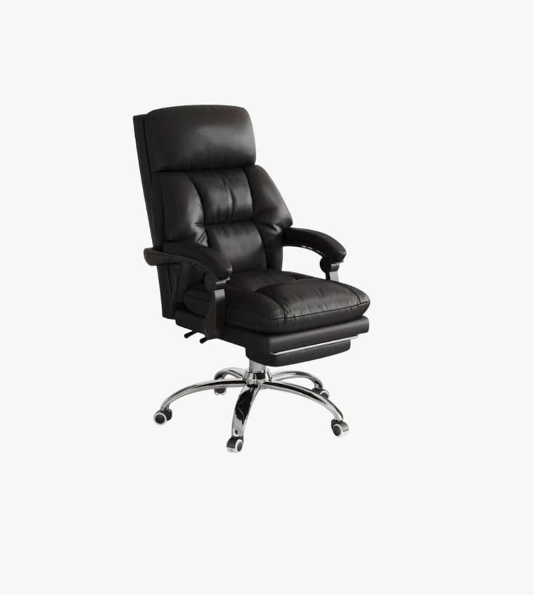 Leather Recliner Chair with Sturdy Chrome Base and Wheels