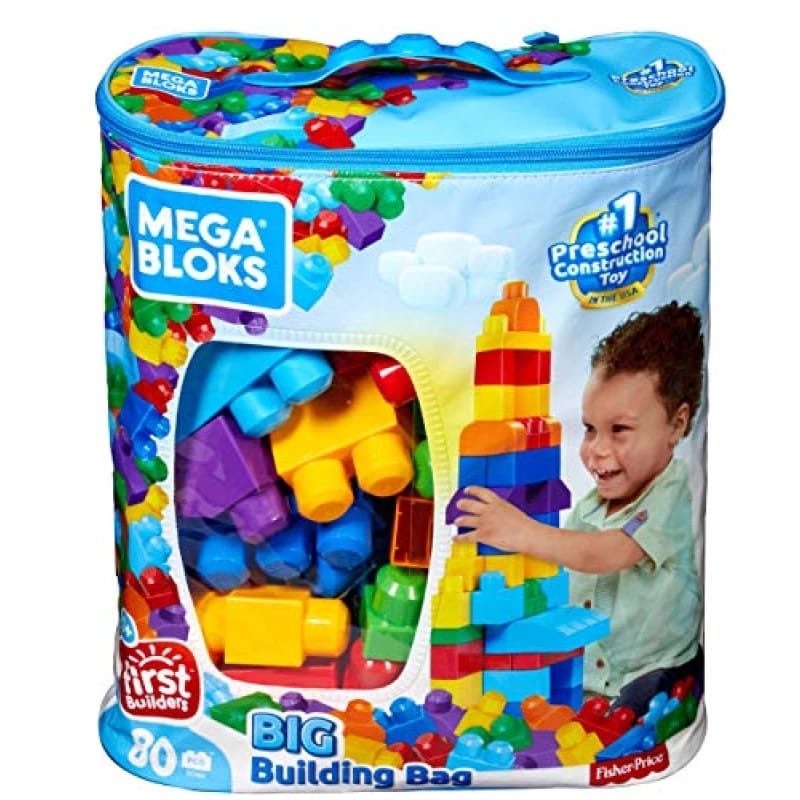 MEGA BLOKS First Builders™ Big Building Bag – Blue Edition – 80-Piece Toddler Building Set – by Mattel