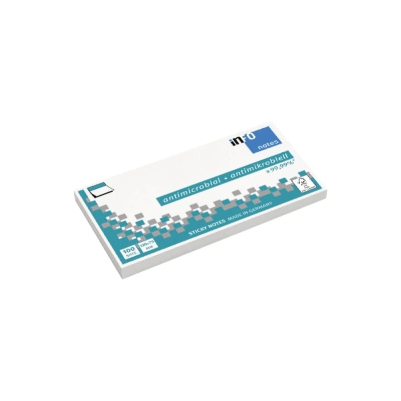 Info White Antimicrobial Sticky Notes 125x75mm 100 Sheets