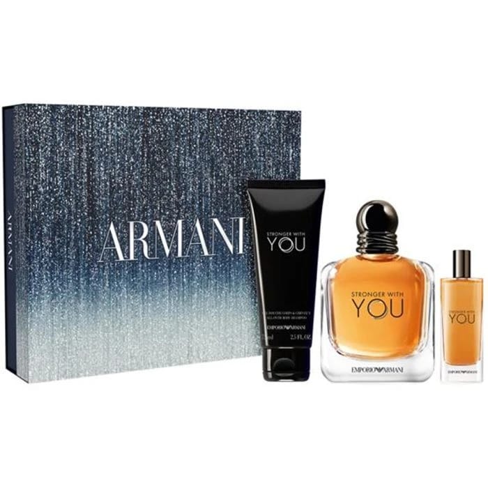 Emporio Armani Stronger With You EDT 100Ml + EDT 15Ml + Shower Gel 75Ml Gift Set For Men