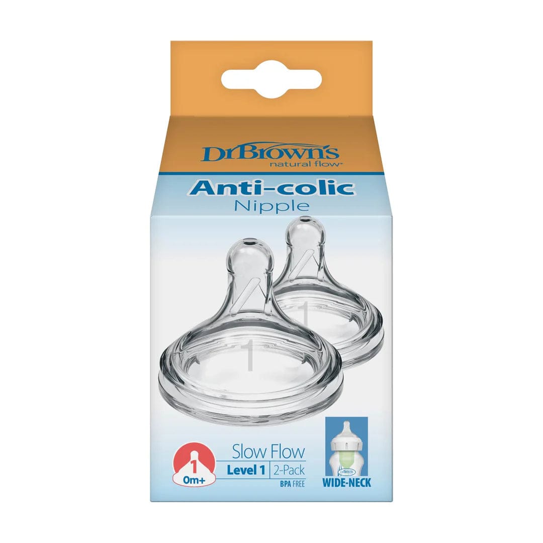 Level 1 - Wide Neck Nipple - 0m+ (2 Pack)