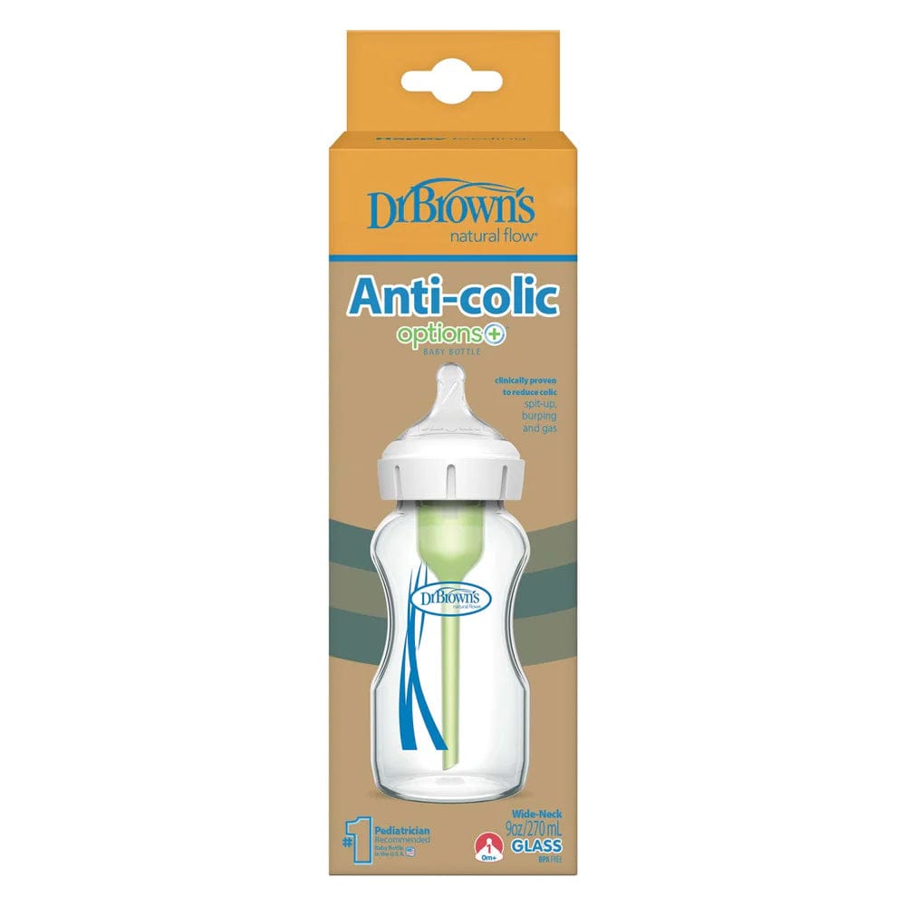 GLASS Wide-Neck Options+ Bottle - 270ml - Level 1 Nipple