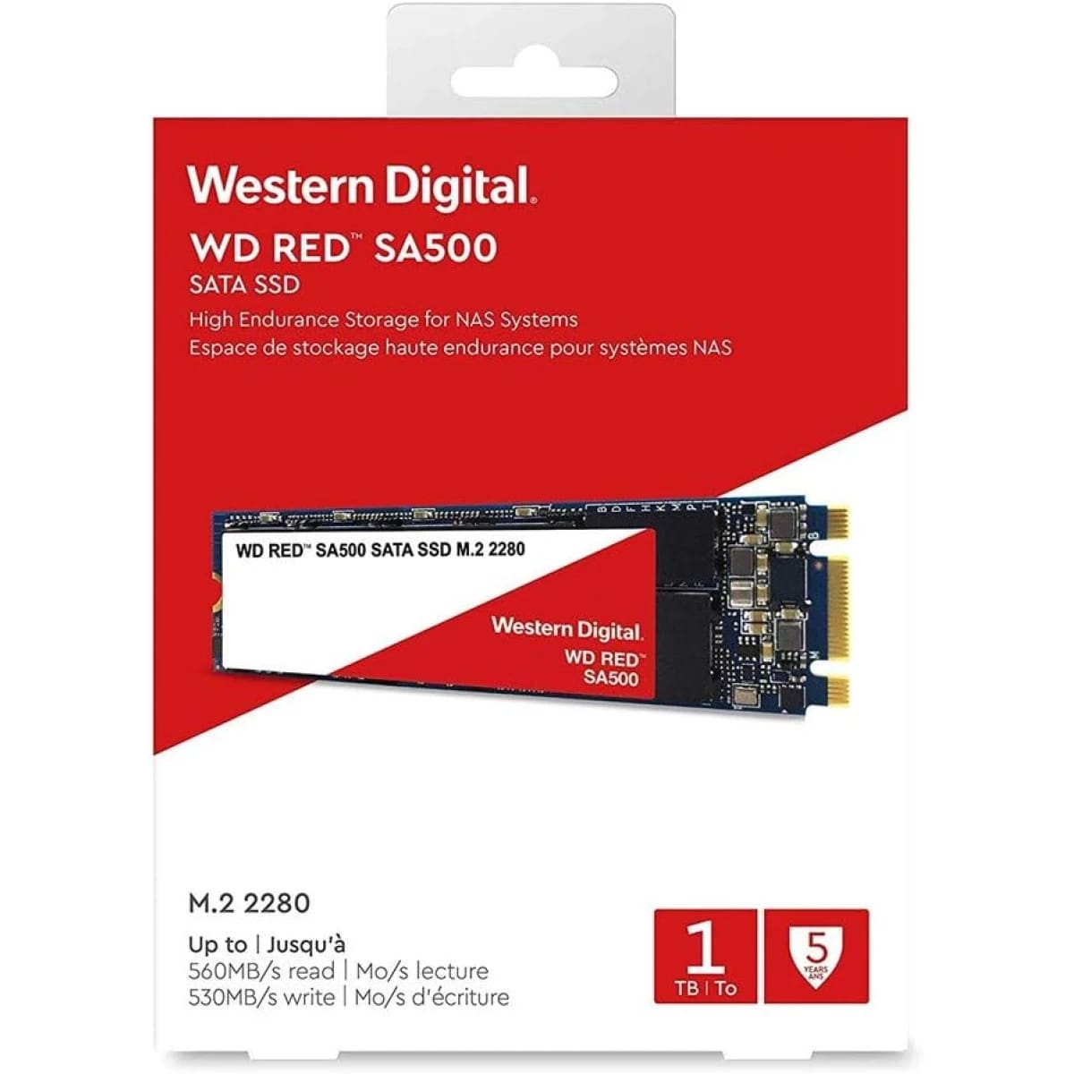 Western Digital 500GB WD Red SA500 NAS 3D NAND Internal SSD - SATA III 6 Gb/s, M.2 2280, Up to 560 MB/s