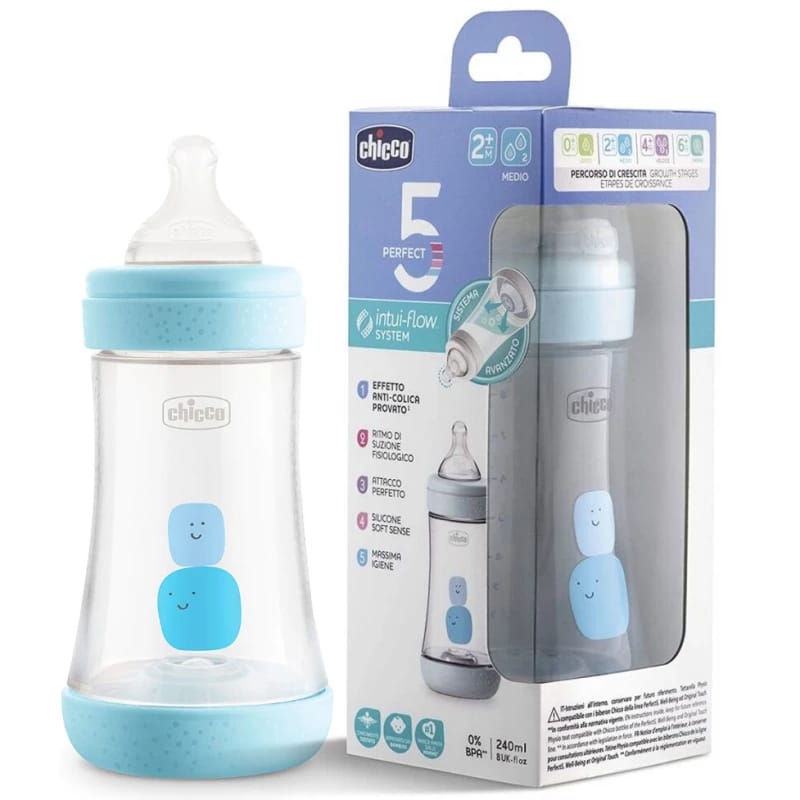 Chicco Perfect5 Bottle Fast Flow 2m+ 240ml Blue