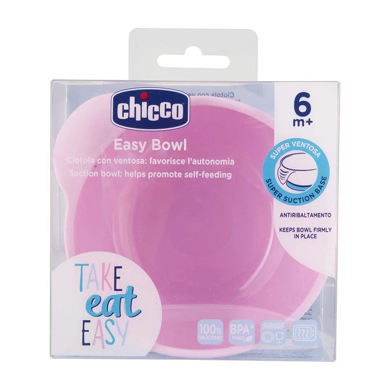 Chicco Silicone Suction Bowl, Pink, 6+ Months