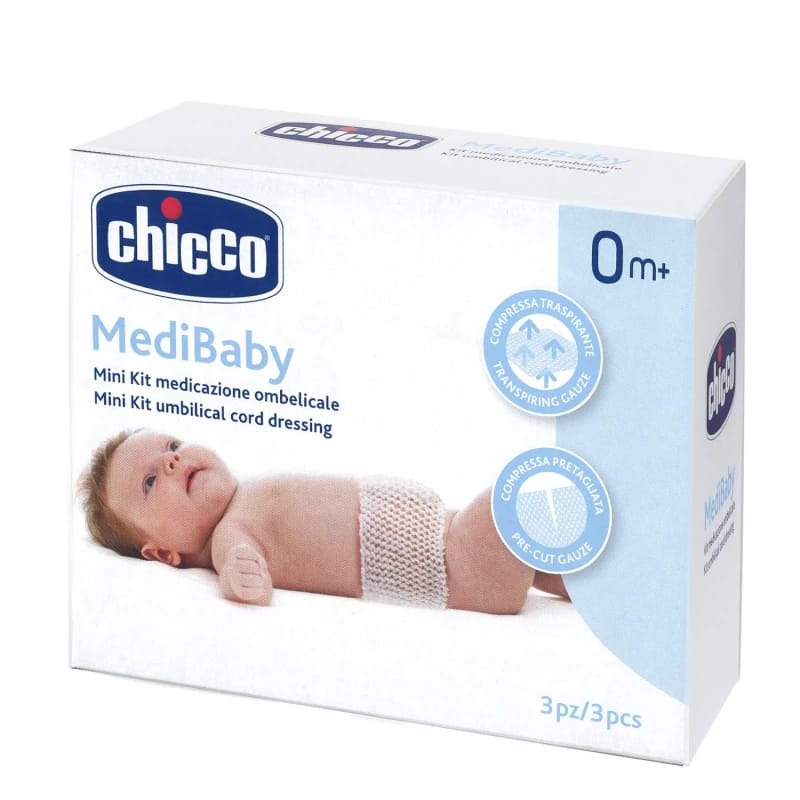 Chicco MediBaby Mini Kit for Umbilical Wound Dressing, Gentle 3-Piece Set for Newborns