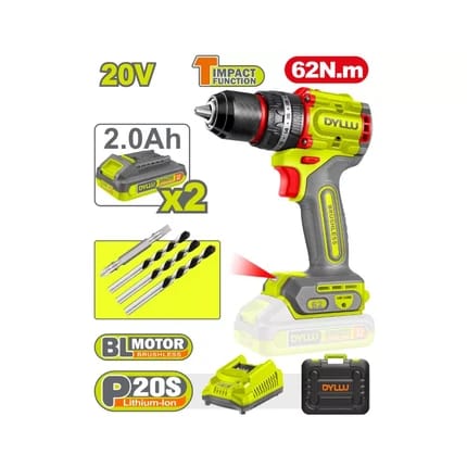 Cordless Drill 62 Nm 20V Iron Chuck 2 Batteries 2Ah DTCDP6281