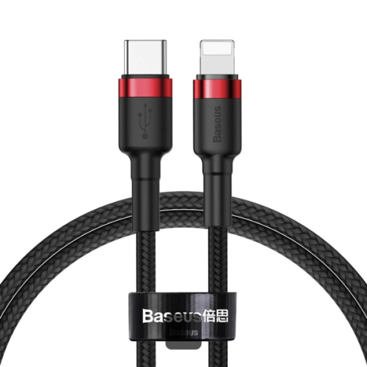 Baseus Cafule Series Type-C to Lightning Cable - 20W PD Fast Charge & 480Mbps High-Speed Data Transfer, Nylon Braided, 1M - Black