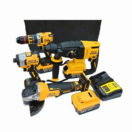 4-Piece Tool Set: Drill + Grinder + Hammer + Screwdriver Drill