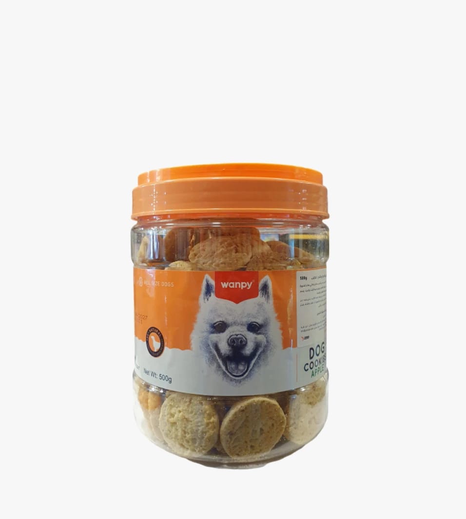 Wanpy Fruit Dog Cookies for All Sizes Dogs for Nutrition Supplement and Bowel Care in a New and Attractive Jar