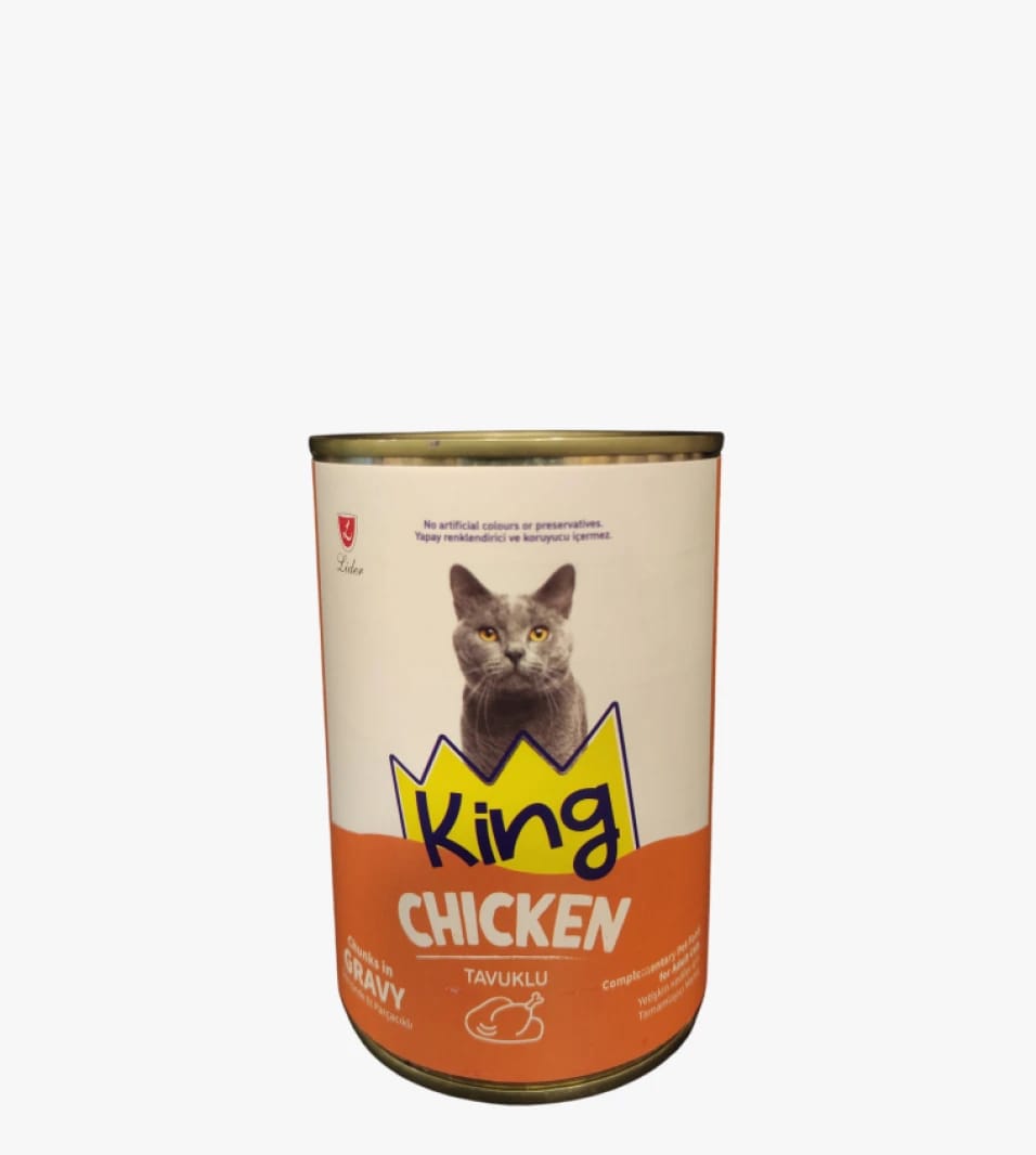 King Chicken Cat Food for Adult Cats with Delicious Chicken Flavor in Gravy, Premium Quality for Pet Health and Vitality