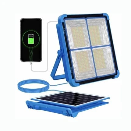 200W Safety Floodlight, Portable Outdoor Camping Lamp with Rechargeable Solar Panel