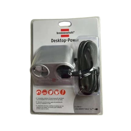 Power Connector for Desk with Two Sockets 230V - 1.8 Meters