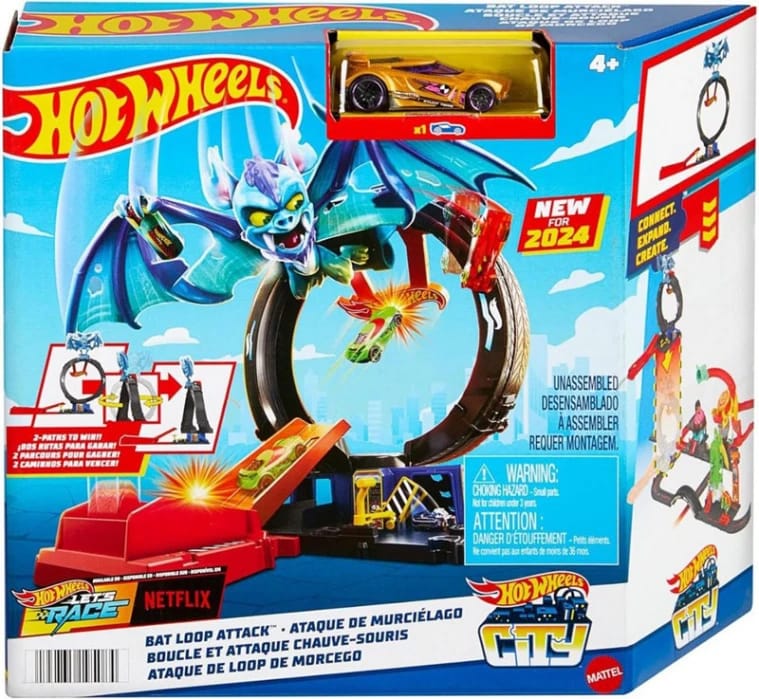 Mattel Hot Wheels Let's Race City Tire Shop Bat Loop Attack 31 x 26 x 9cm