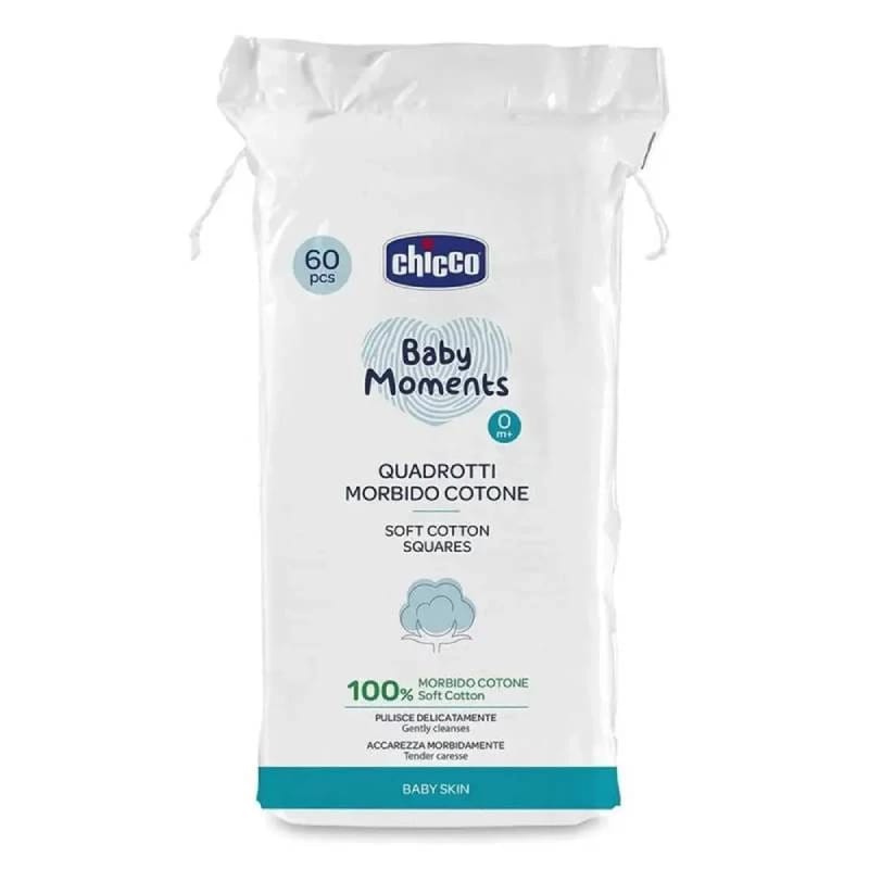 Chicco Baby Moments Cleaning Cotton Wipes, 60 Pieces