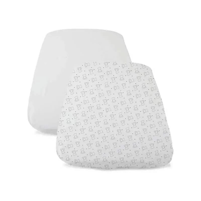 Chicco Next2Me Forever Fitted Sheet 2 Piece Set with Adorable Bear Design, Breathable Cotton Fabric for Newborns and Infants, Compatible with Next2Me Forever Cribs and Bedsides