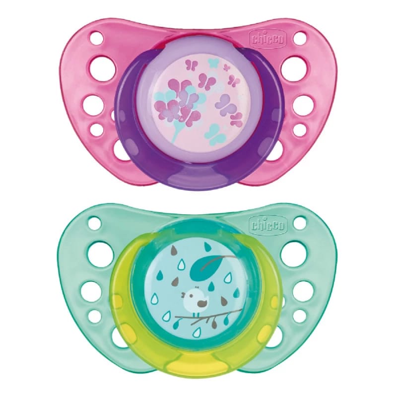 Chicco physio air pink silicone pacifier 12m+ 2 rubber pieces