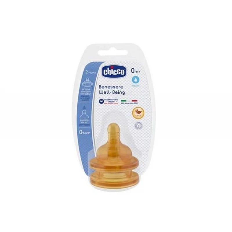 Chicco Well Being Teat +0 months, Normal Flow Latex 2 pieces
