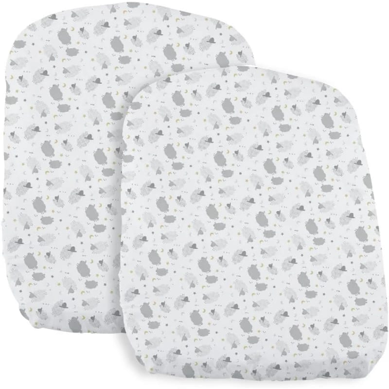 Chicco Baby Hug 4-in-1 Crib Sheets, 100% Soft Cotton, Grey Sheep, Set of 2