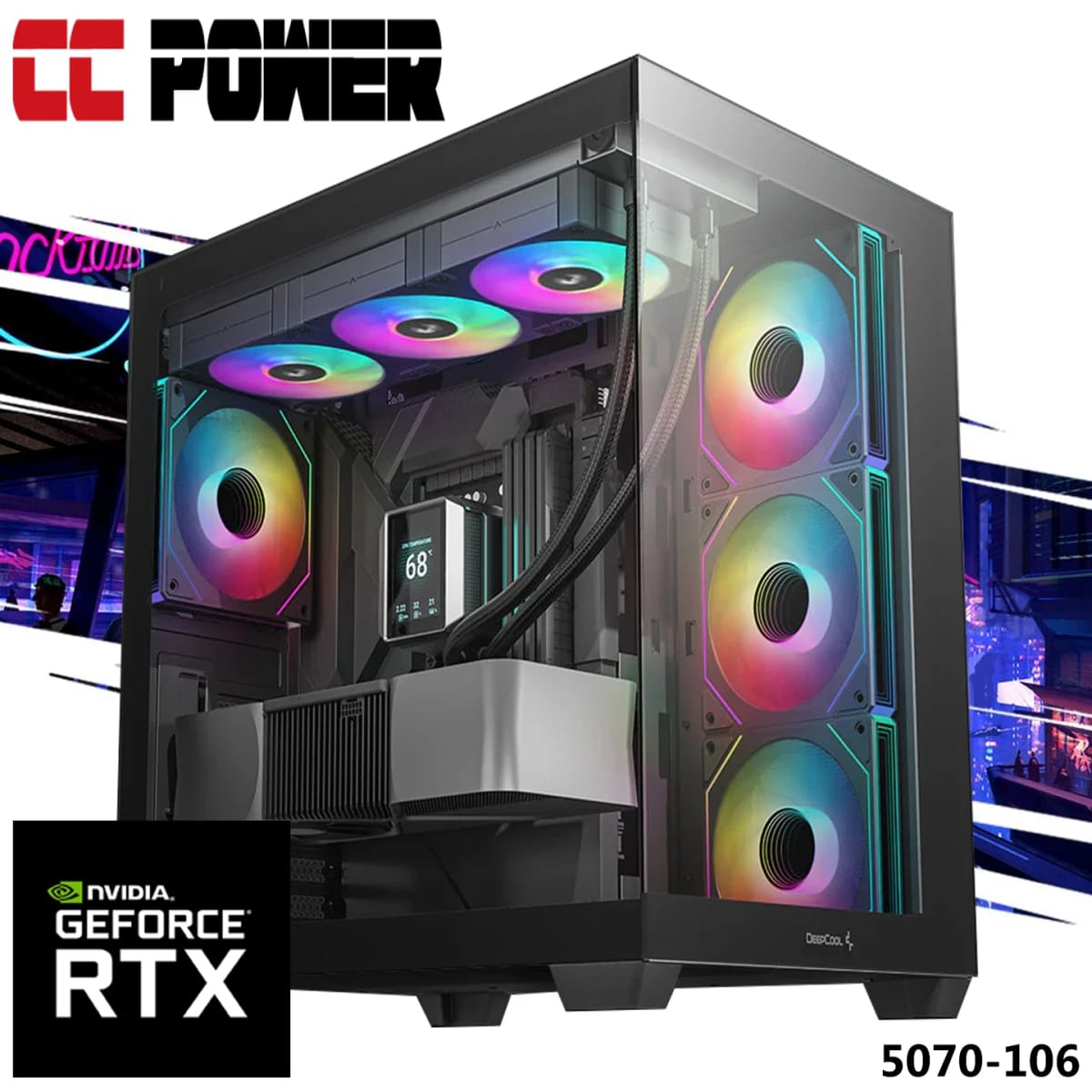 CC Power 5070-106 Gaming PC NEW 9Gen AMD Ryzen 7 9700X 8-Cores w/ Nvidia RTX 5070 12GB DDR7 & DDR5 Memory & Advanced Air Cooler