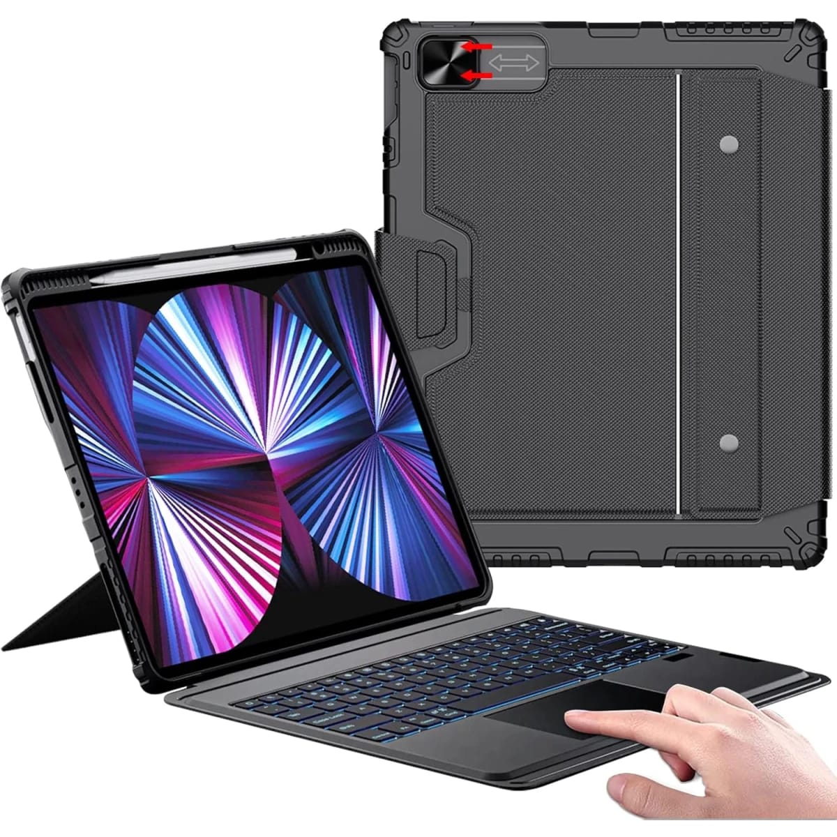 Nillkin iPad Air 13-inch Case Keyboard with Slide Camera Cover, iPad Pro 12.9 Protective Case - Black