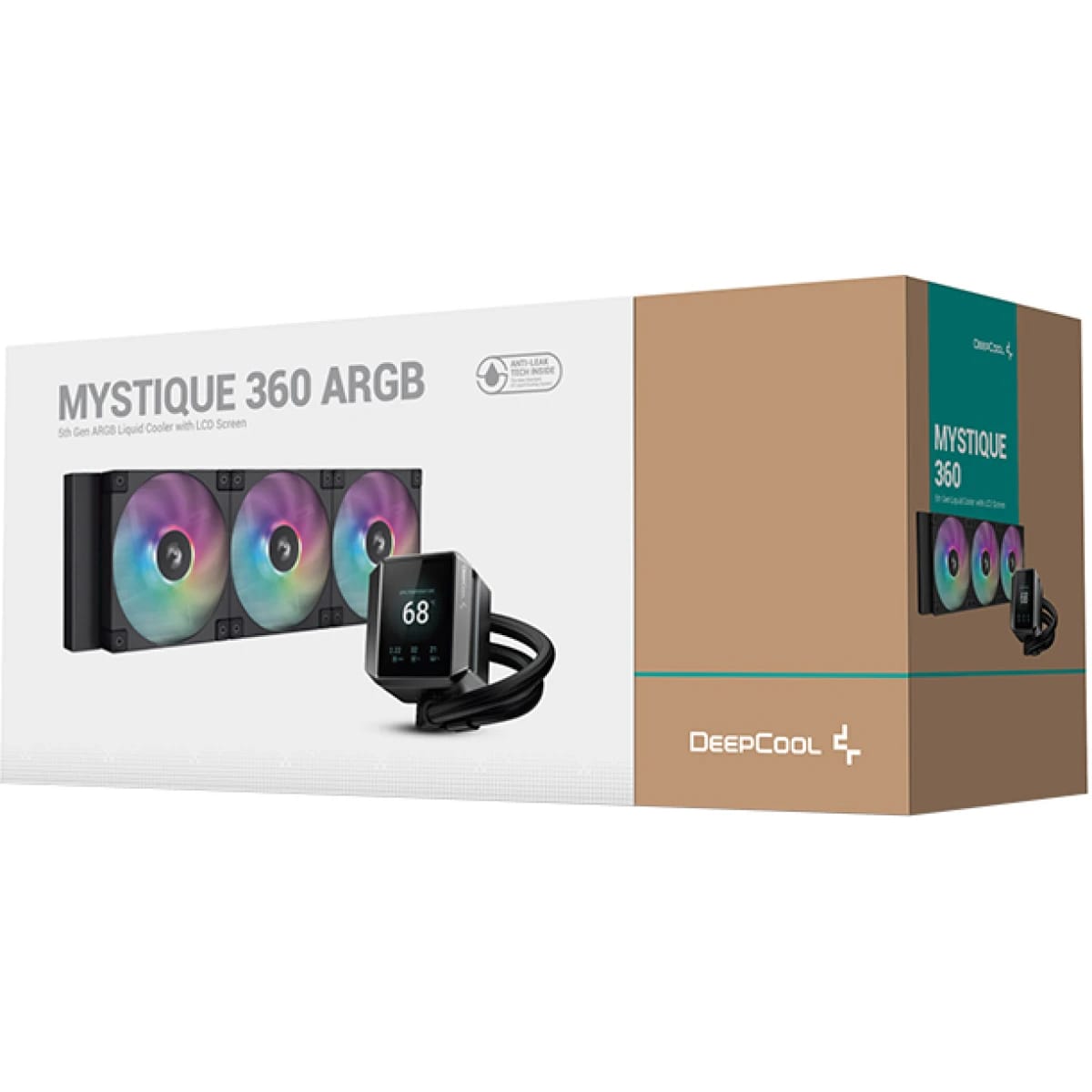 DeepCool MYSTIQUE 360 ARGB LCD Liquid Cooler 360mm 5th Gen Pump, 2.8" LCD Screen, Black