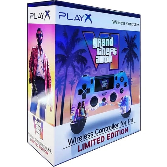 وحدة تحكم لاسلكية SUNDI PLAY X PS4 DualShock مع تحكم دقيق واهتزاز مزدوج محدود الإصدار - إصدار Grand Theft Auto 6