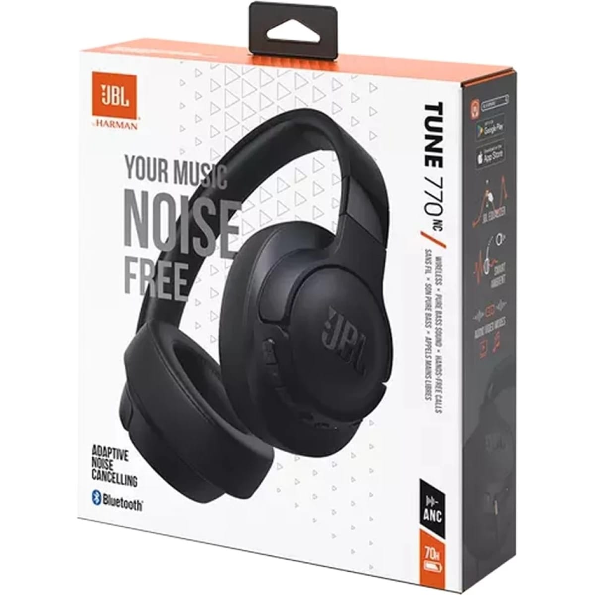 JBL TUNE 770NC Adaptive Noise Cancelling Over-Ear Bluetooth 5.3 Up to 70H battery Speed Charge Lightweight Comfortable & Foldable design - Black