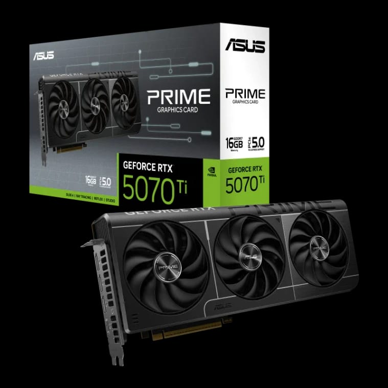 بطاقة الرسوميات ASU Prime GeForce RTX™ 5070 Ti بسعة 16 جيجابايت GDDR7 PCIe® 5.0، 16 جيجابايت GDDR7، HDMI®/DP