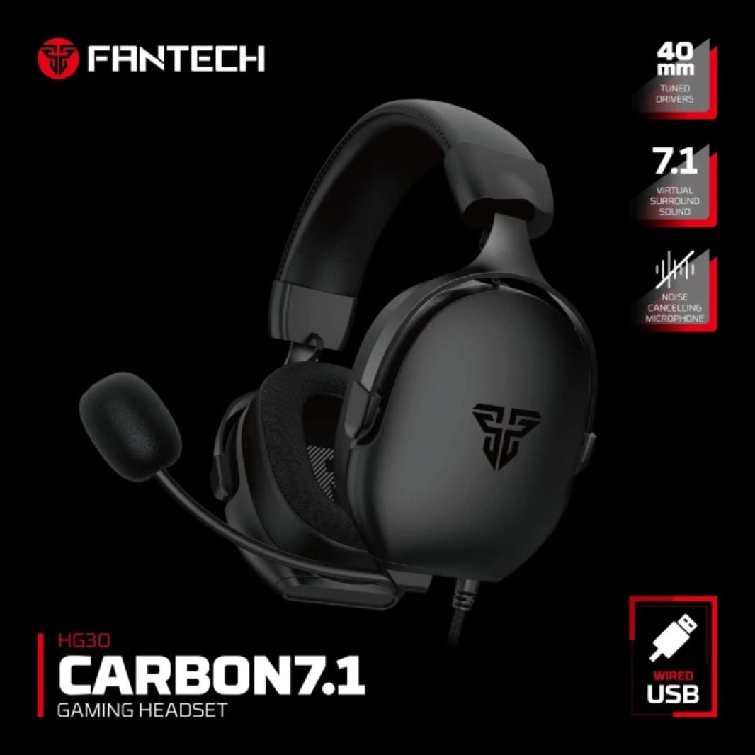 Fantech HG30 7.1 (Black) Virtual Surround USB Wired Ultra Comfort Gaming Headset with Noise Cancelling Microphone & Built-In Volume Controls