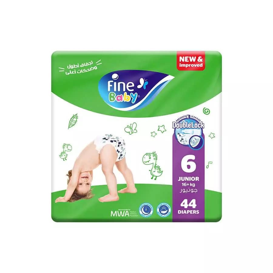 فوط الأطفال Fine Baby Super Novo Mega (6) Junior 44 Baby Diapers