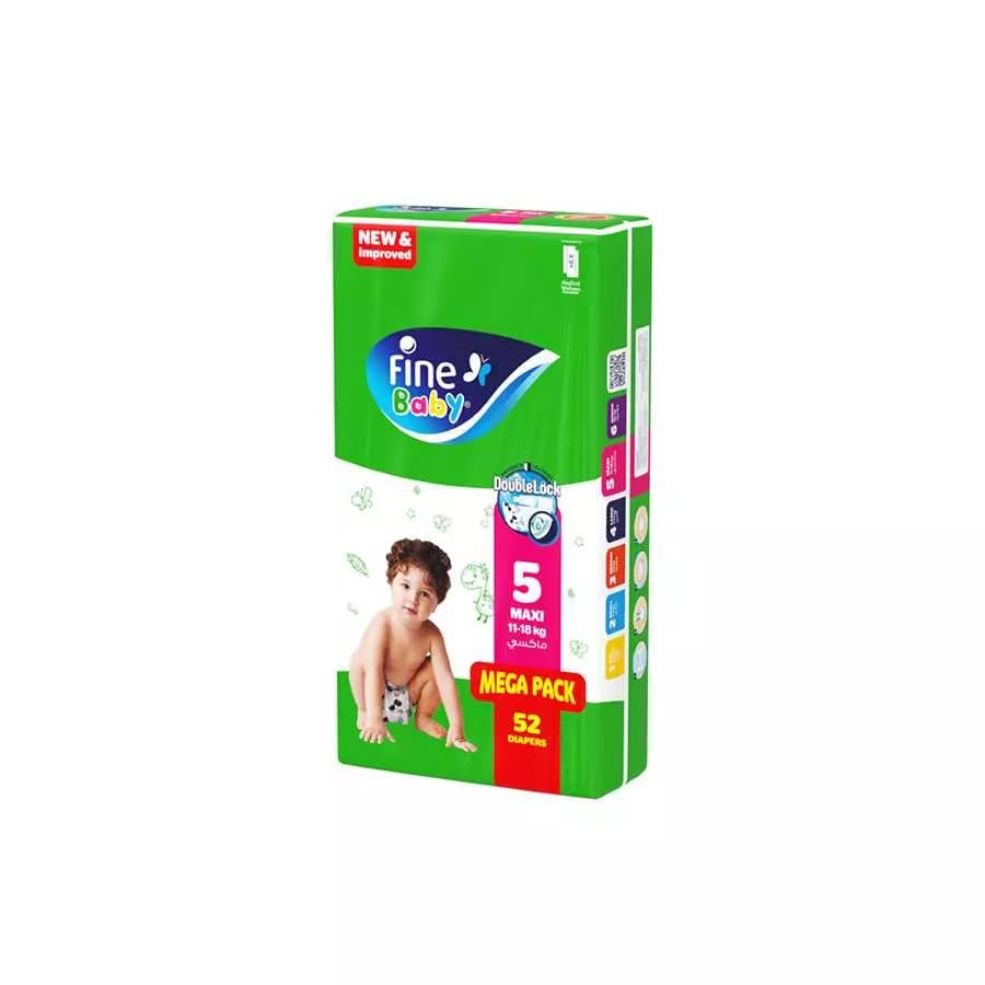 فوط الأطفال Fine Baby Super Novo Mega (5) Maxi 52 Baby Diapers