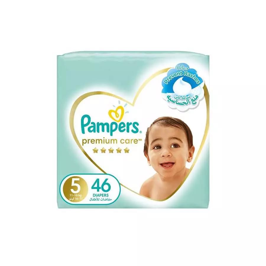 فوط الأطفال Pampers Premium Double (5) 46 Baby Diapers