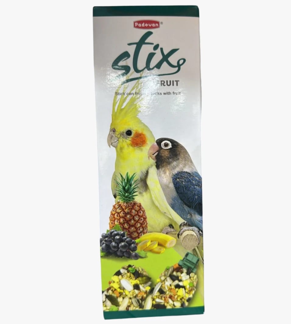 Padovan Stix Fruit Sticks for Parakeets, Delicious and Nutritious Bird Treats for Enthusiasts and Bird Lovers
