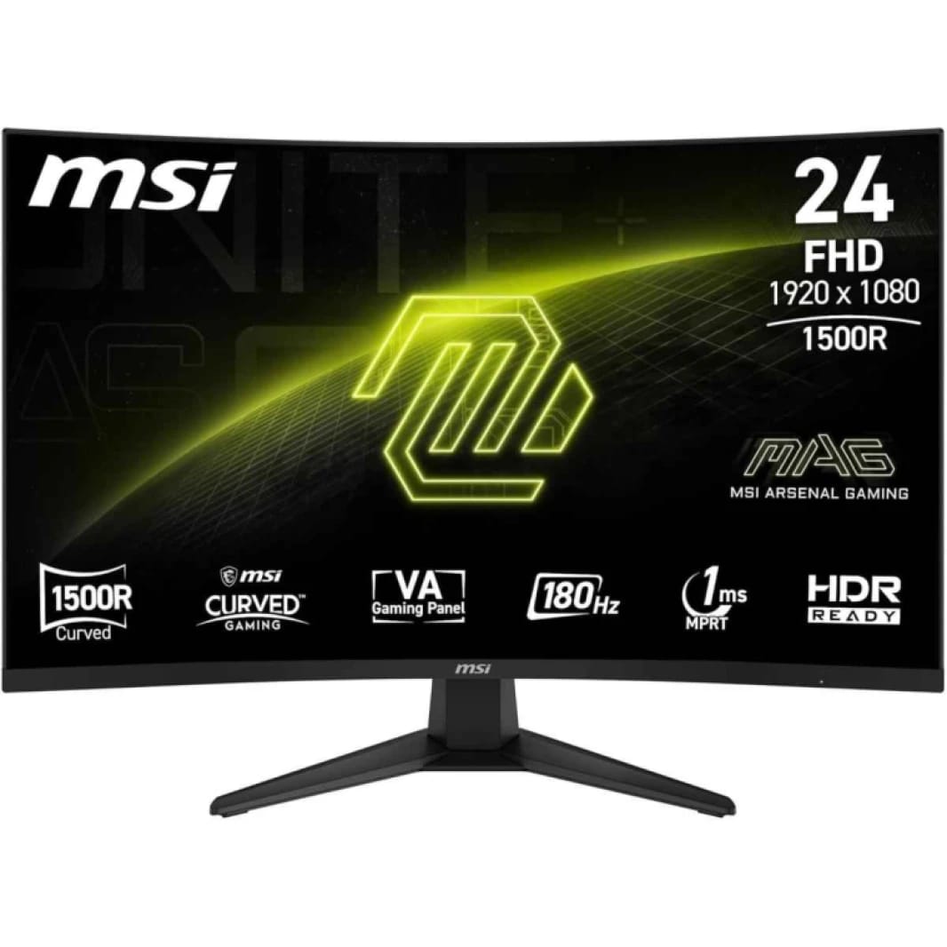 Msi Mag 244c 24" Curved 1500R Full HD 180Hz 1ms HDR Ready AMD FreeSync Frameless Night Vision with Anti Flicker & Less Blue Light Black