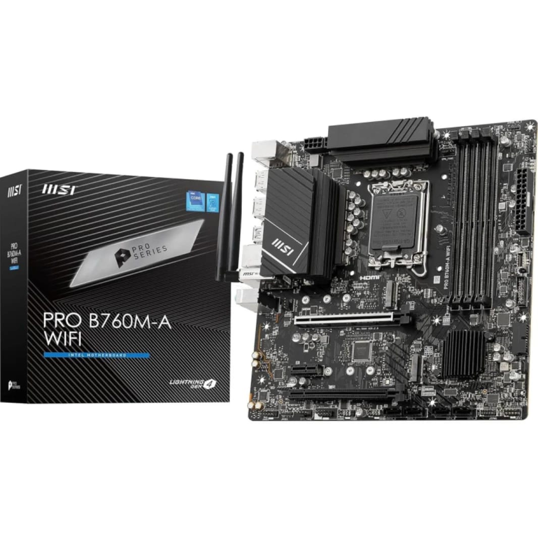 MSI PRO B760M-A (Wi-Fi 6E)، Intel الجيل 14 و13 و12، LGA 1700/DDR5/PCIe 4.0/2xM.2 - لوحة أم للألعاب mATX