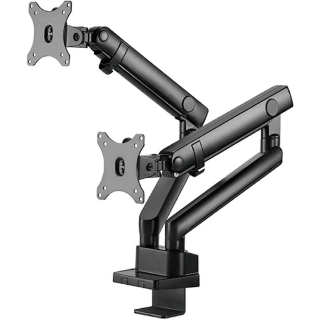SilverStone ARM25 (Black) Dual Monitor Arm with Mechanical Spring and Versatile Adjustability, For Monitors Up To 32" Size & 9kg Weight, VESA Mounting Interface Standard