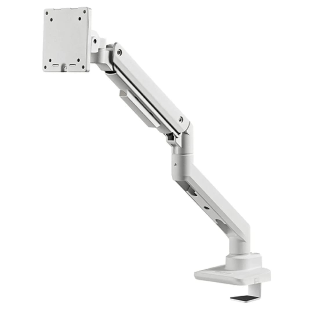 SilverStone ARM14 (White) Single Monitor Arm w/ Heavy-Duty Gas Spring Design & Flexible Adjustability, For Monitors Up To 49" Size & 20kg Weight, VESA Mounting Interface Standard (MIS), 100mm x 100mm / 75mm x 75 mm Mounting Hole