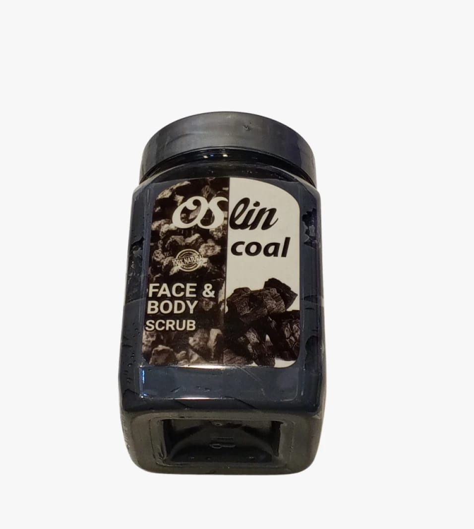 OSlin Face and Body Scrub with Coal for Soft and Renewed Skin, Perfect for Men and Women