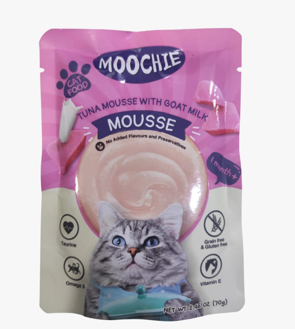 Moochie Cat Food Tuna Mousse with Goat Milk for Cats Aged 1 Month and Above - Natural Flavor, No Added Preservatives