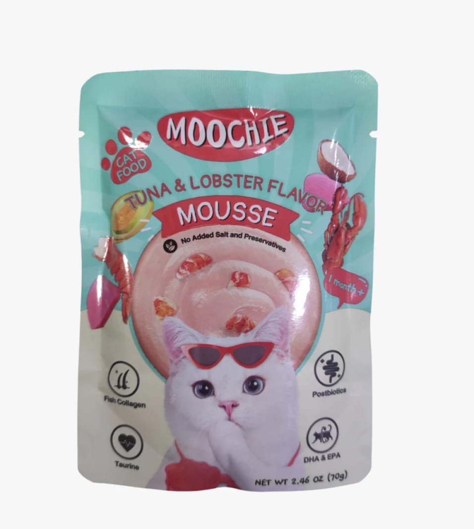 Moochie Cat Food Mousse with Tuna and Lobster Flavor for Enhancing Feline Health and Well-being