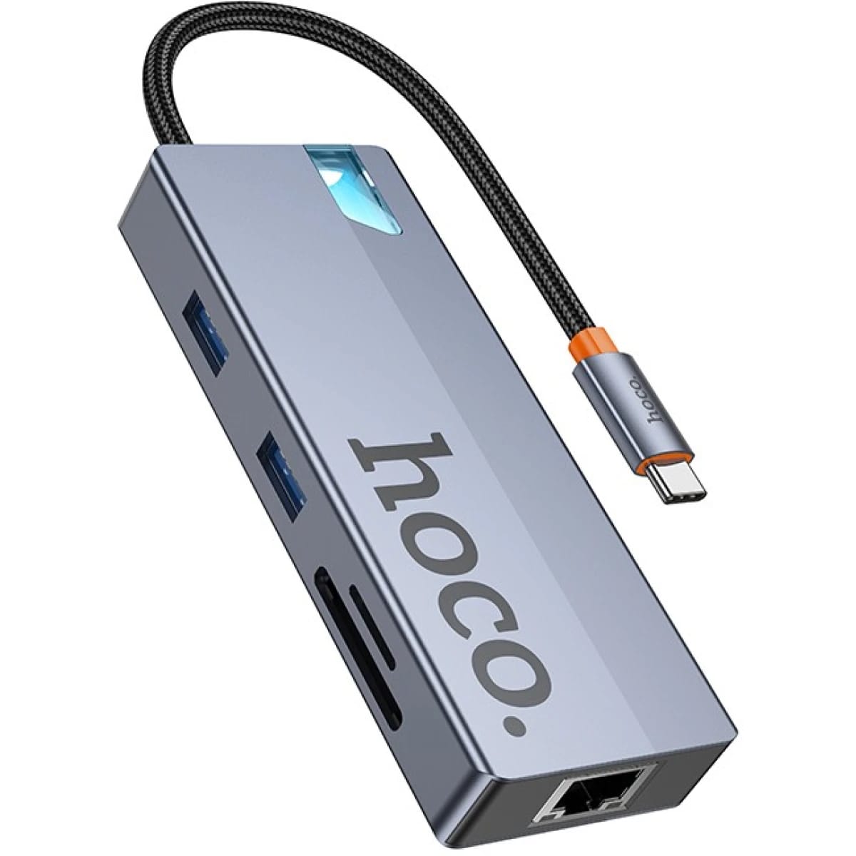 HOCO HB52 8 in 1 HUB Multi-function Converter HDMI RJ45 SD/TF PD 100W Type-C 3.0 USB 3.0 - Gray
