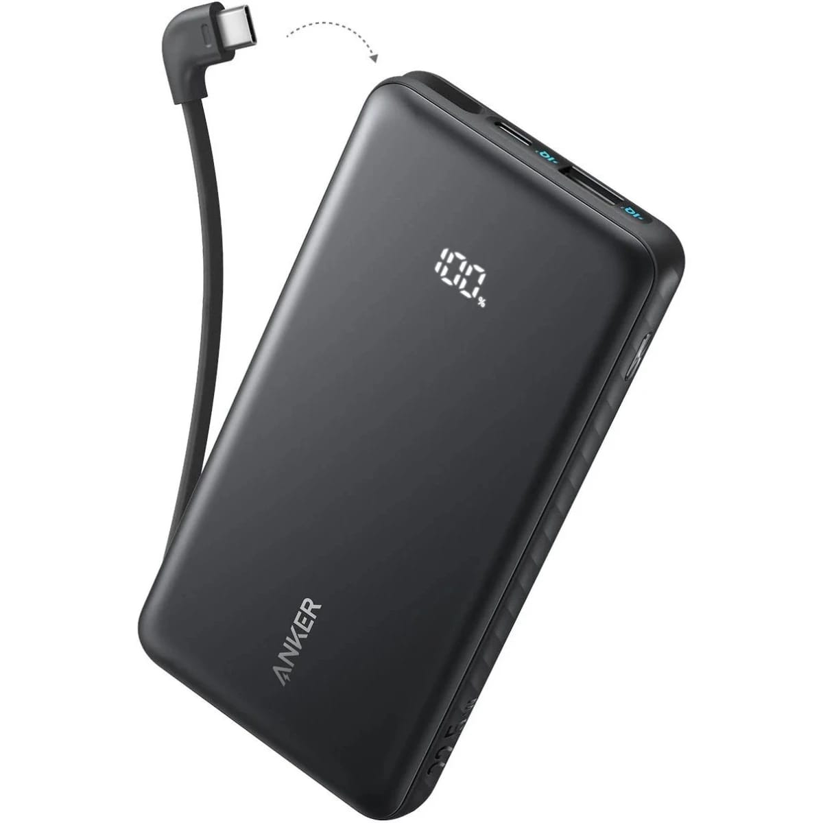 Anker Zolo Powerbank 10000mAh 22.5W Fast Charging Power Bank with Built-in USB-C Cable- Black