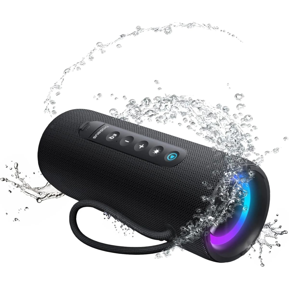 Baseus AeQur Series VO20 Bluetooth Speaker with Ambient RGB Light | BT 5.3, 15H Playtime, 15W Loud Stereo Sound, Deep Bass - Black