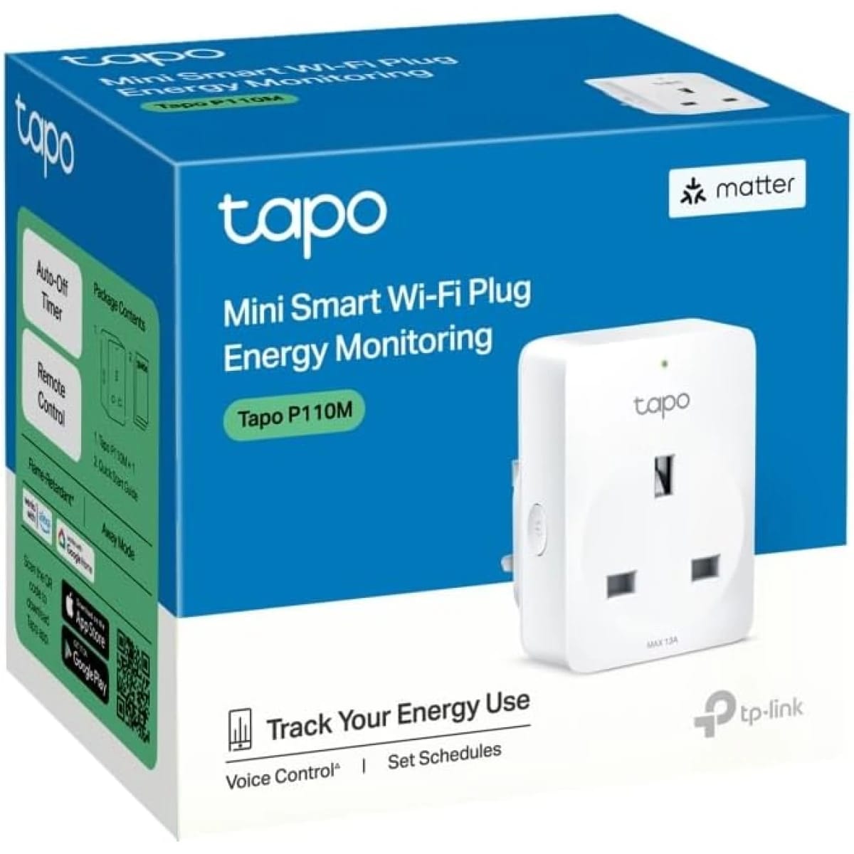 TP-Link Tapo P110M Smart Plug Outlet Wi-Fi with Energy Monitoring Works with Alexa & Google Home Max 13A Wireless Smart Socket Device Sharing, Alexa Plug - White